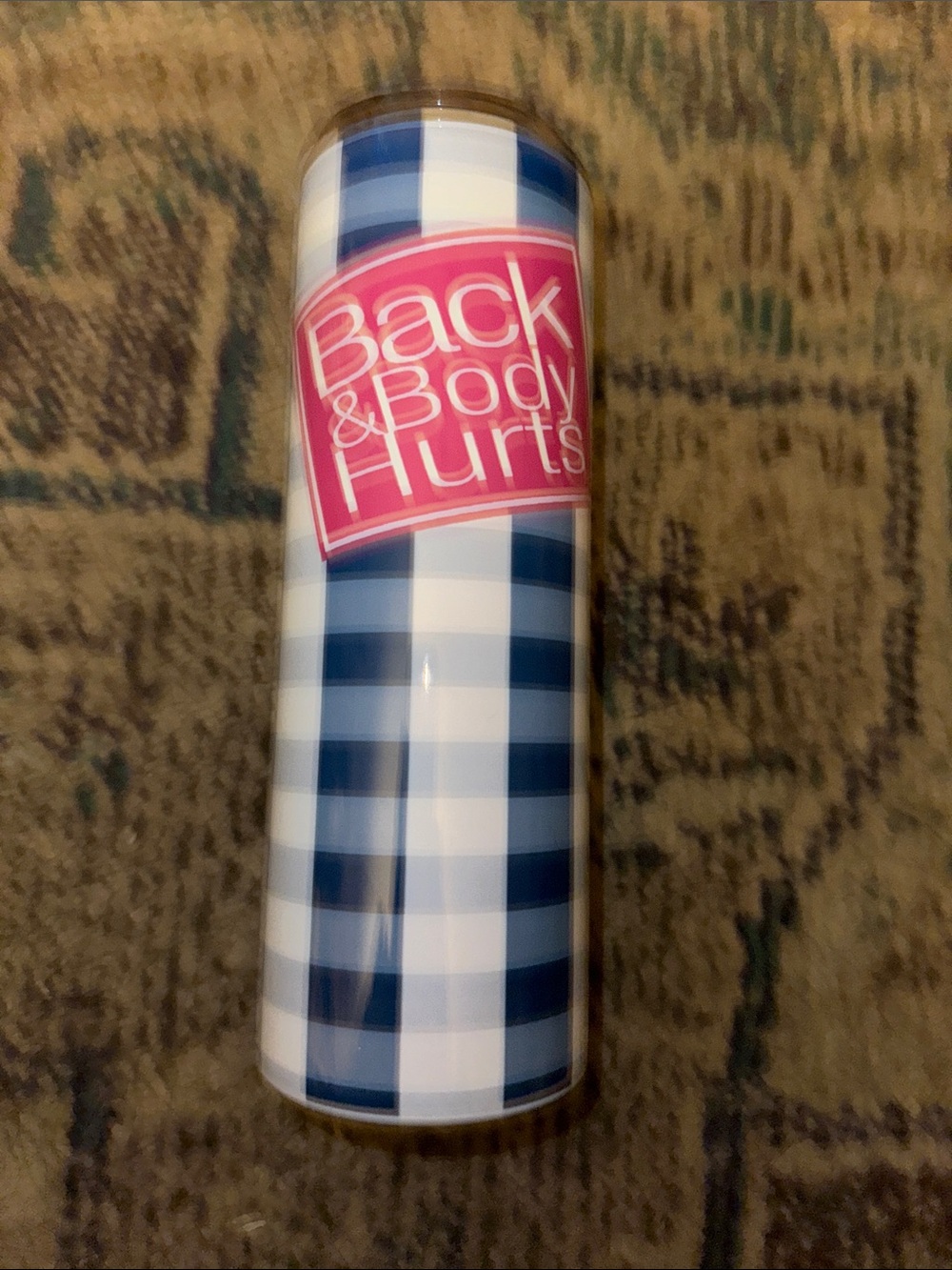 Blue Plaid Back &Body Hurs Tumbler